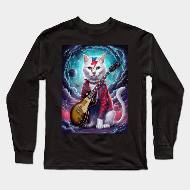 Ziggy Stardust Cat Long Sleeve T-Shirt by CustomCraze